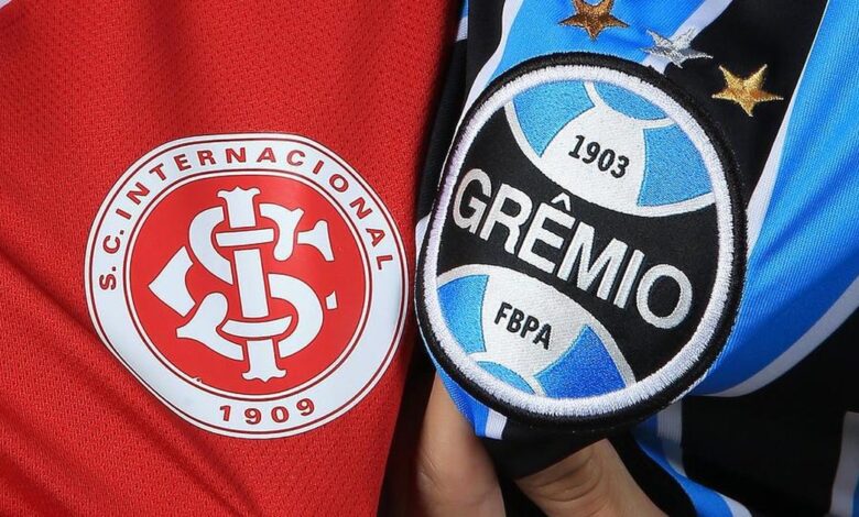 Escudos de Inter e Grêmio