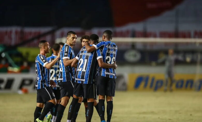 Jogadores do Grêmio em comemoração