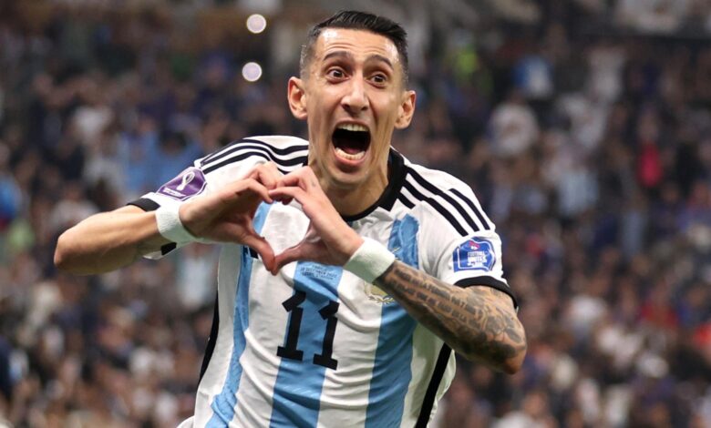 Ángel Di María em comemoração pela Argentina