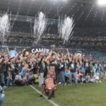 Grêmio comemorando título do Gauchão 2023