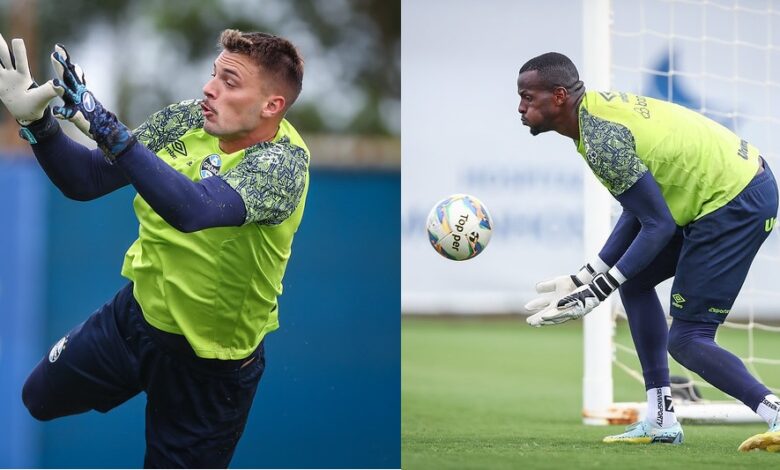 Goleiros do Grêmio, Gabriel Grando à esquerdo e Caíque à direita